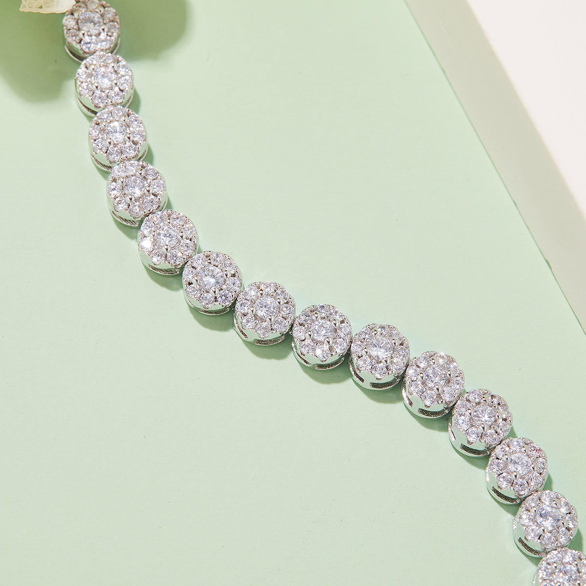 3.5 CT D Color Moissanite Round Bezel Tennis Bracelet (18cm) in 18K White Gold Plated Sterling Silver#4