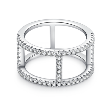 H-Shaped Moissanite Melee Ring Guard in White Gold Plated Sterling Silver#3