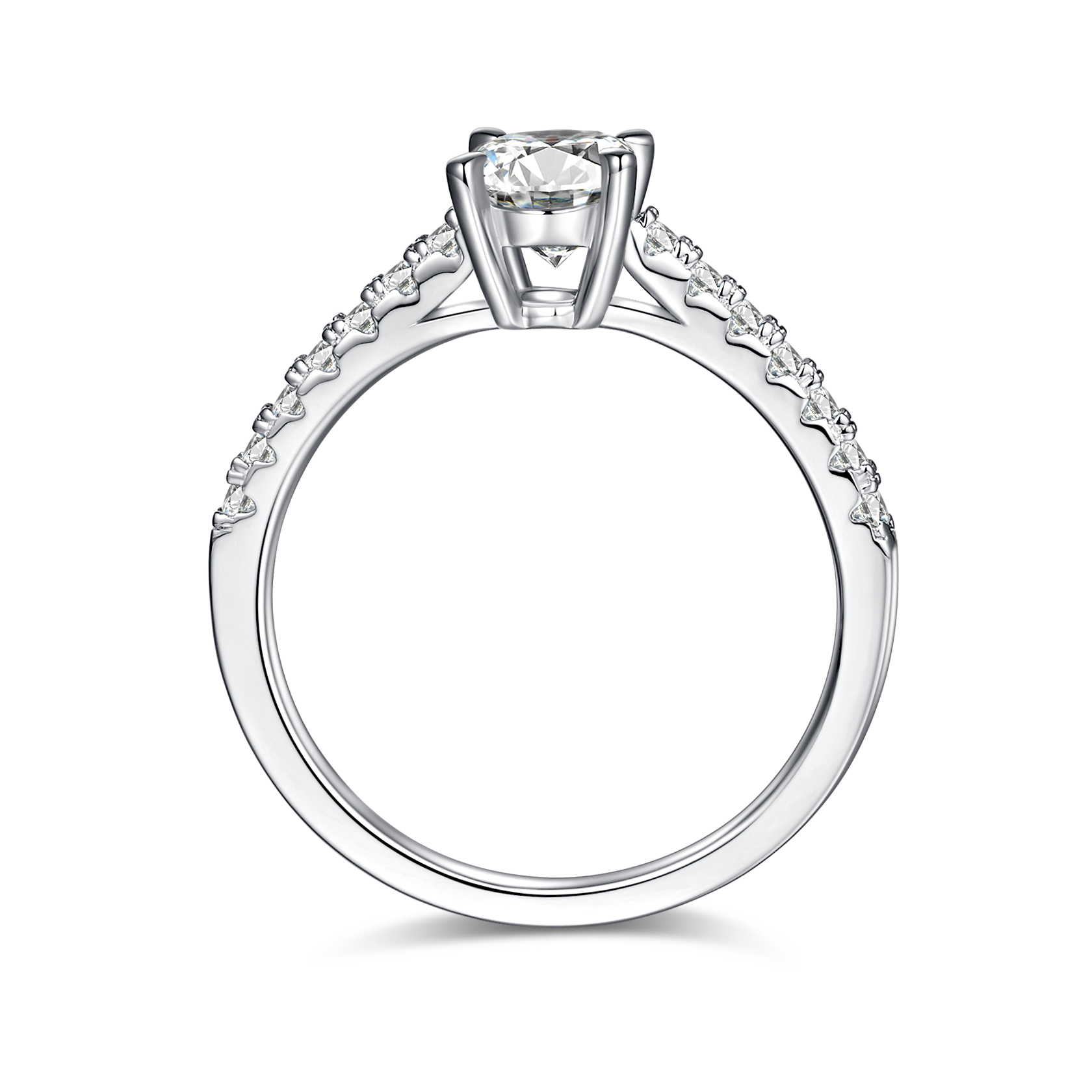 1.0 CT D Color Oval Cut Moissanite Pave Custom Ring in White Gold Plated Sterling Silver#7