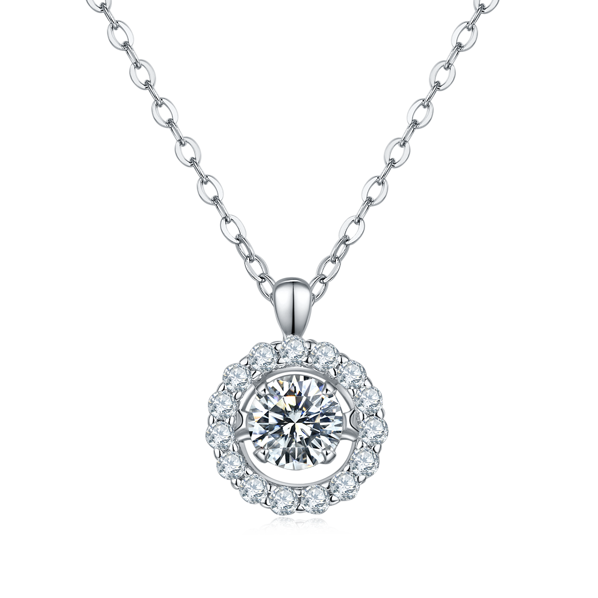 0.5 CT D Color Dancing Diamond Dream Moissanite Necklace in White Gold Plated Sterling Silver#2