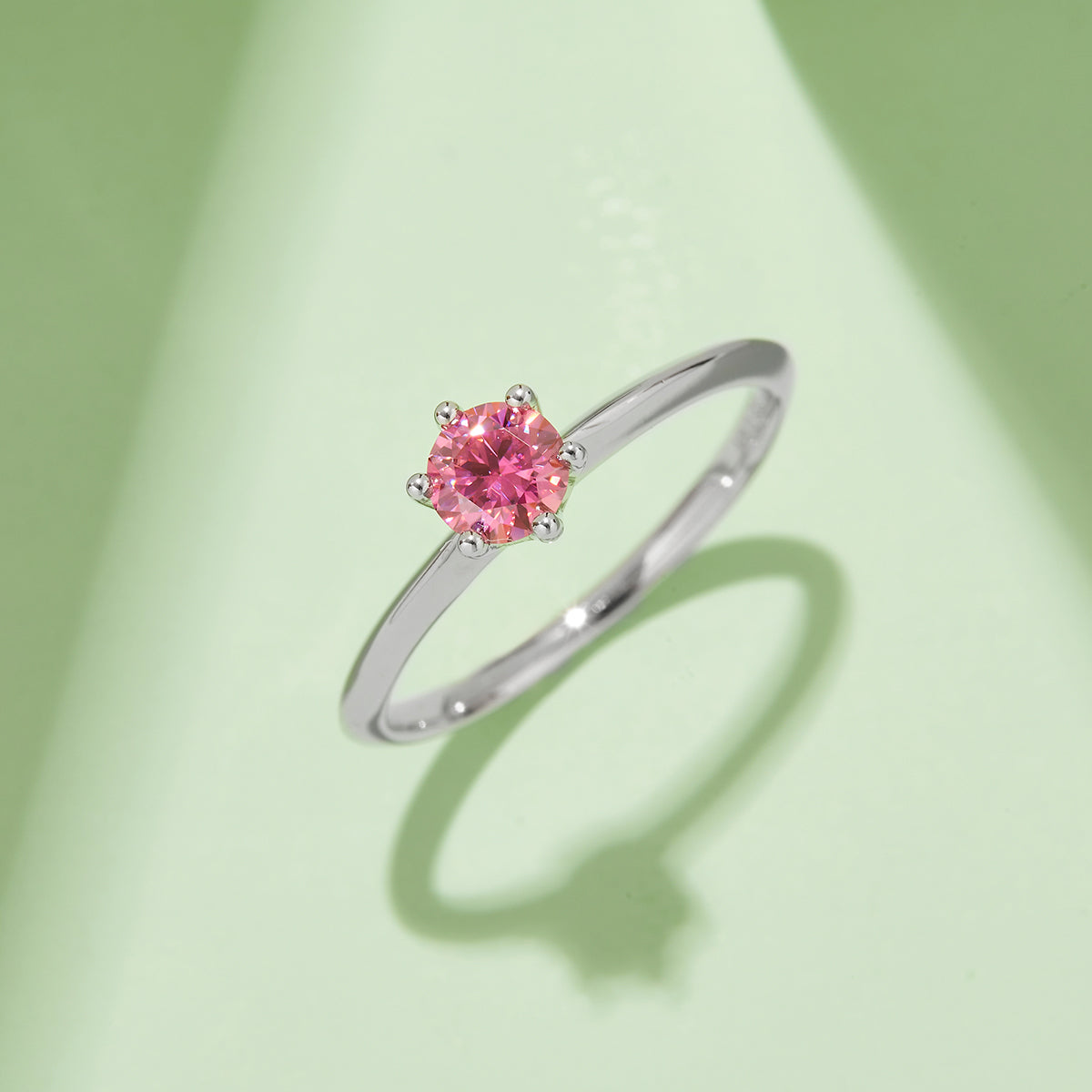 0.5 CT D Color Moissanite 6-Prong Classic Straight Shank Ring in White Gold Plated Sterling Silver#8