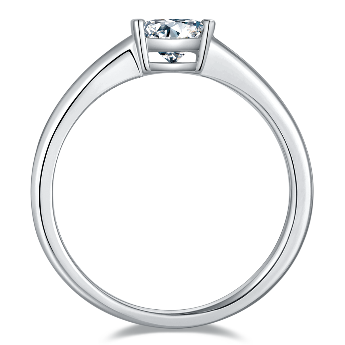 0.5 CT D Color Princess Cut Moissanite Minimalist Ring in White Gold Plated Sterling Silver#3