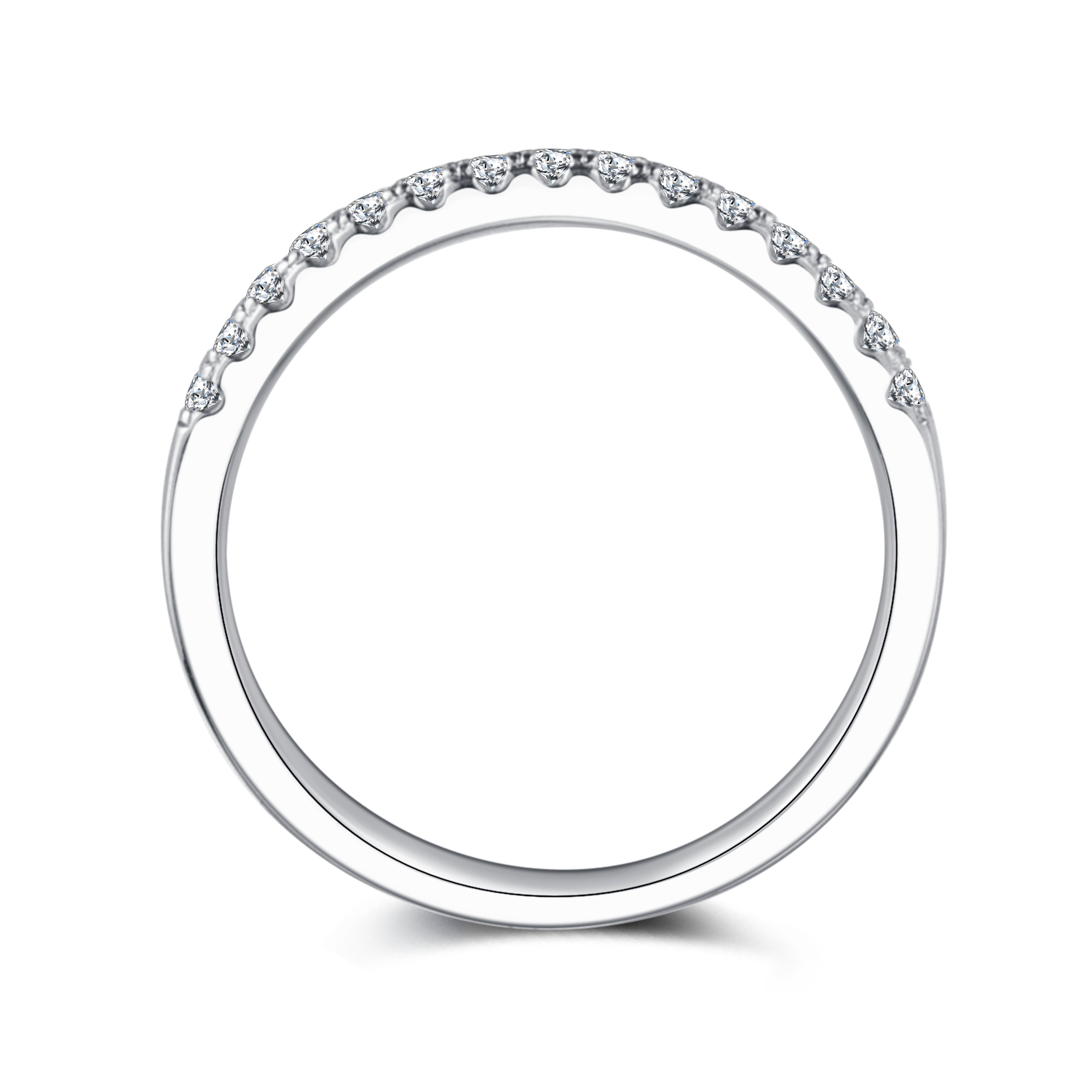 0.33 CT D Color Moissanite Melee Straight Row Ring Guard in White Gold Plated Sterling Silver#3