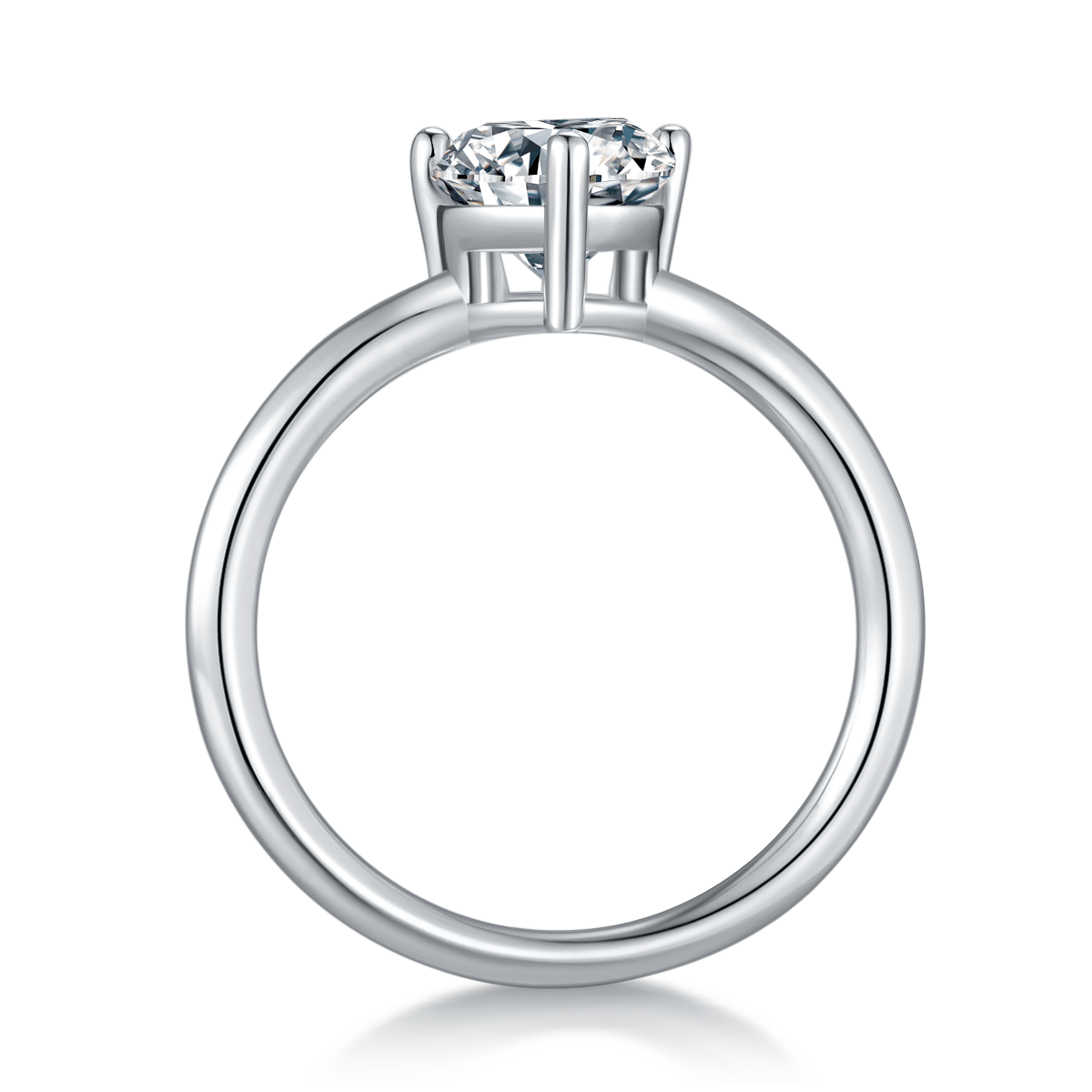 2.0 CT D Color Pear Cut Moissanite Classic Ring in White Gold Plated Sterling Silver#7
