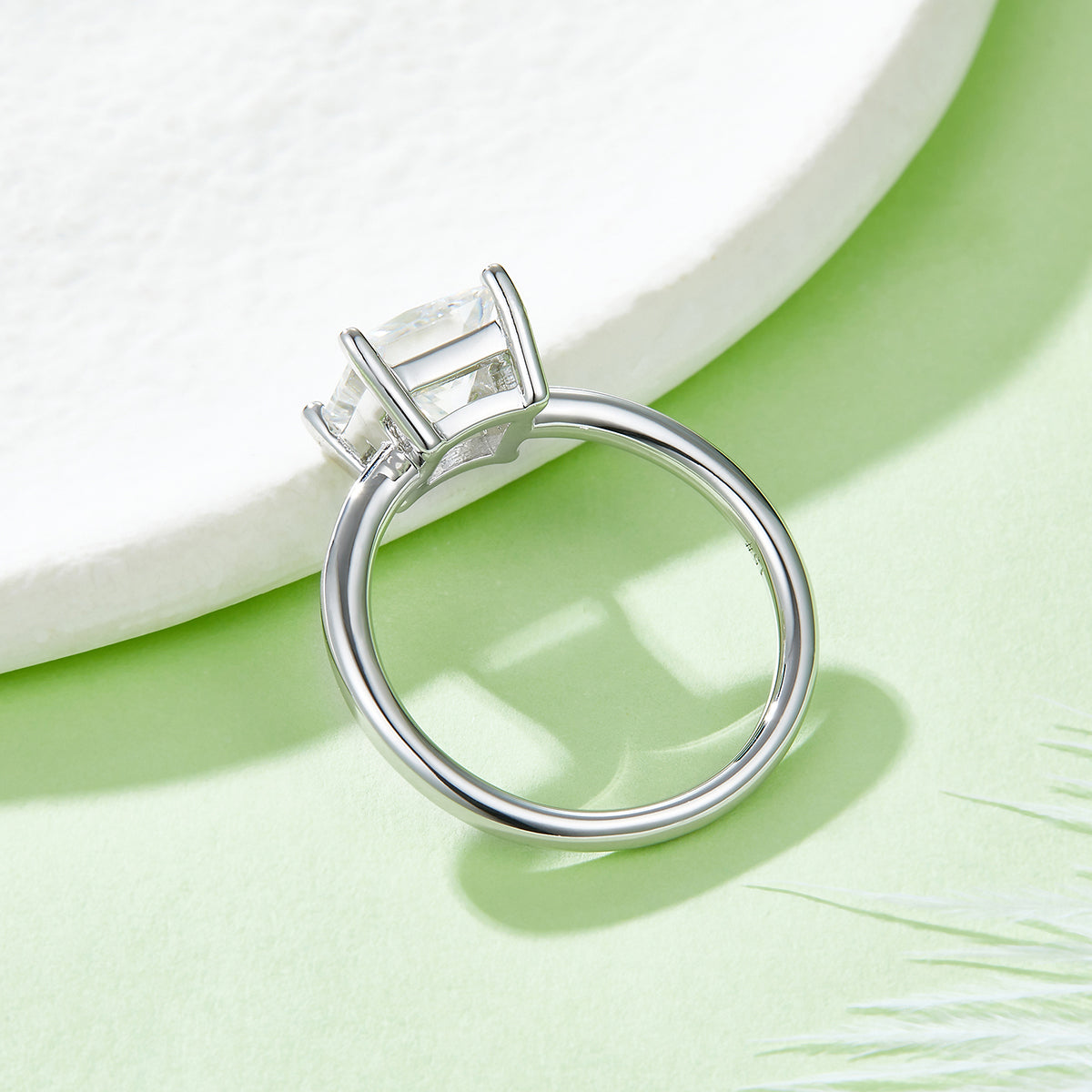 2.0 CT D Color Princess Cut Moissanite Classic Ring in White Gold Plated Sterling Silver#3
