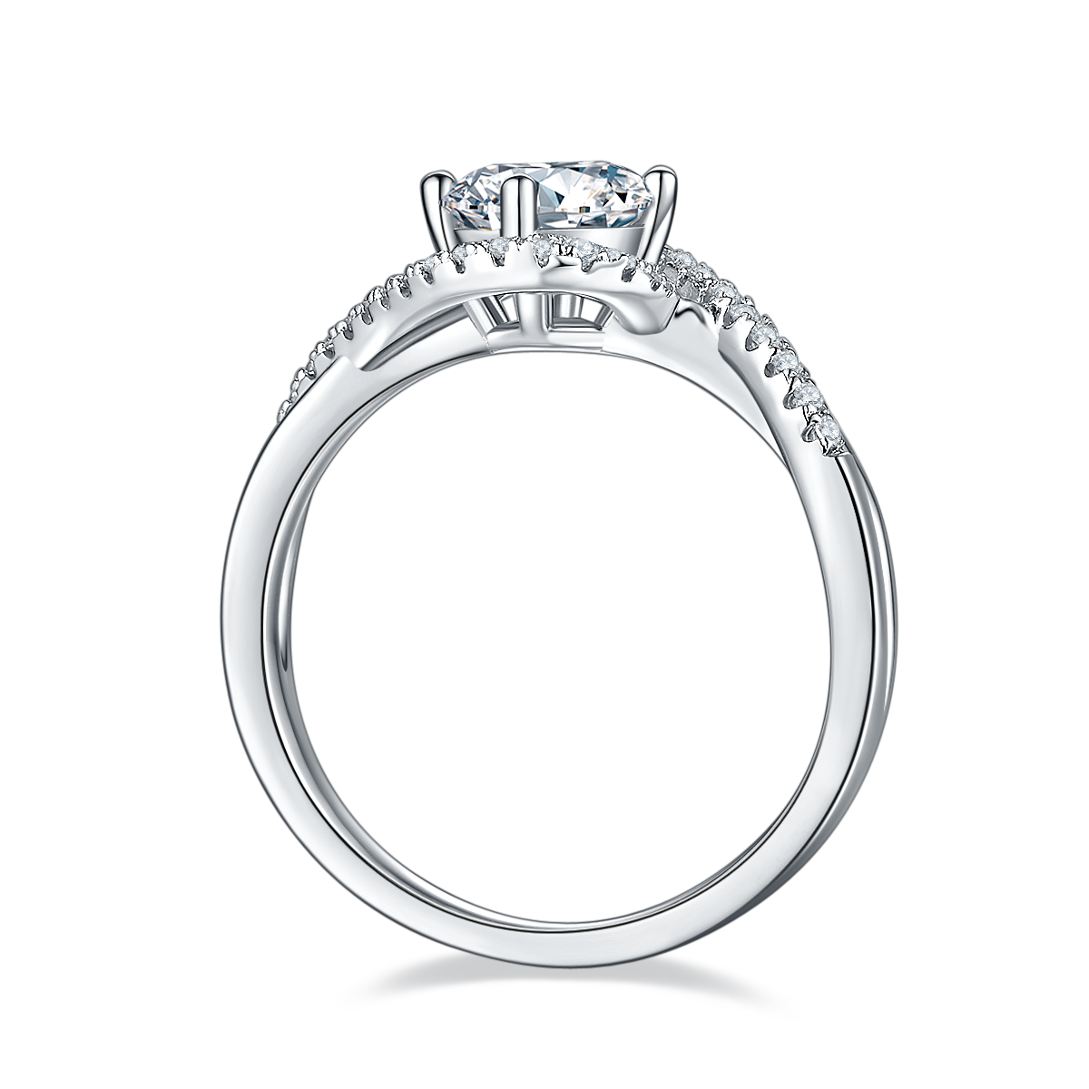 1.0 CT D Color Moissanite Angel Eyes Custom Ring in White Gold Plated Sterling Silver#7