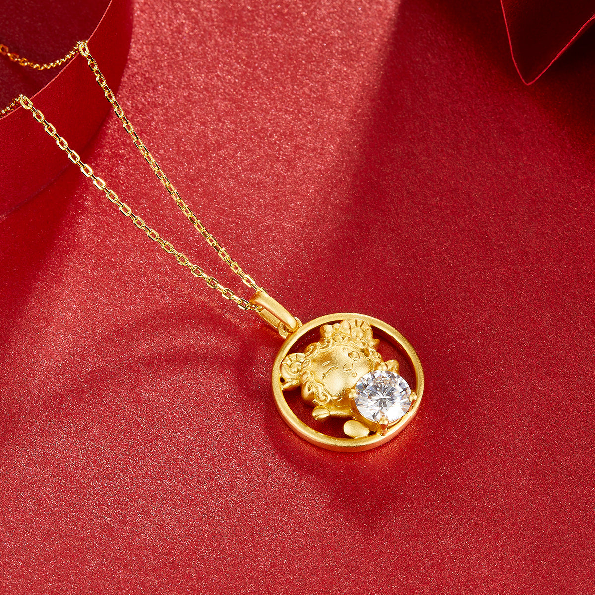 1.0 CT Moissanite Chinese Zodiac Goat Necklace in Sterling Silver#5