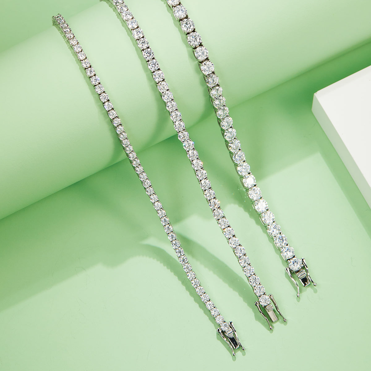 D Color Moissanite Classic 4-Prong Tennis Bracelet in 18K White Gold Plated Sterling Silver#5