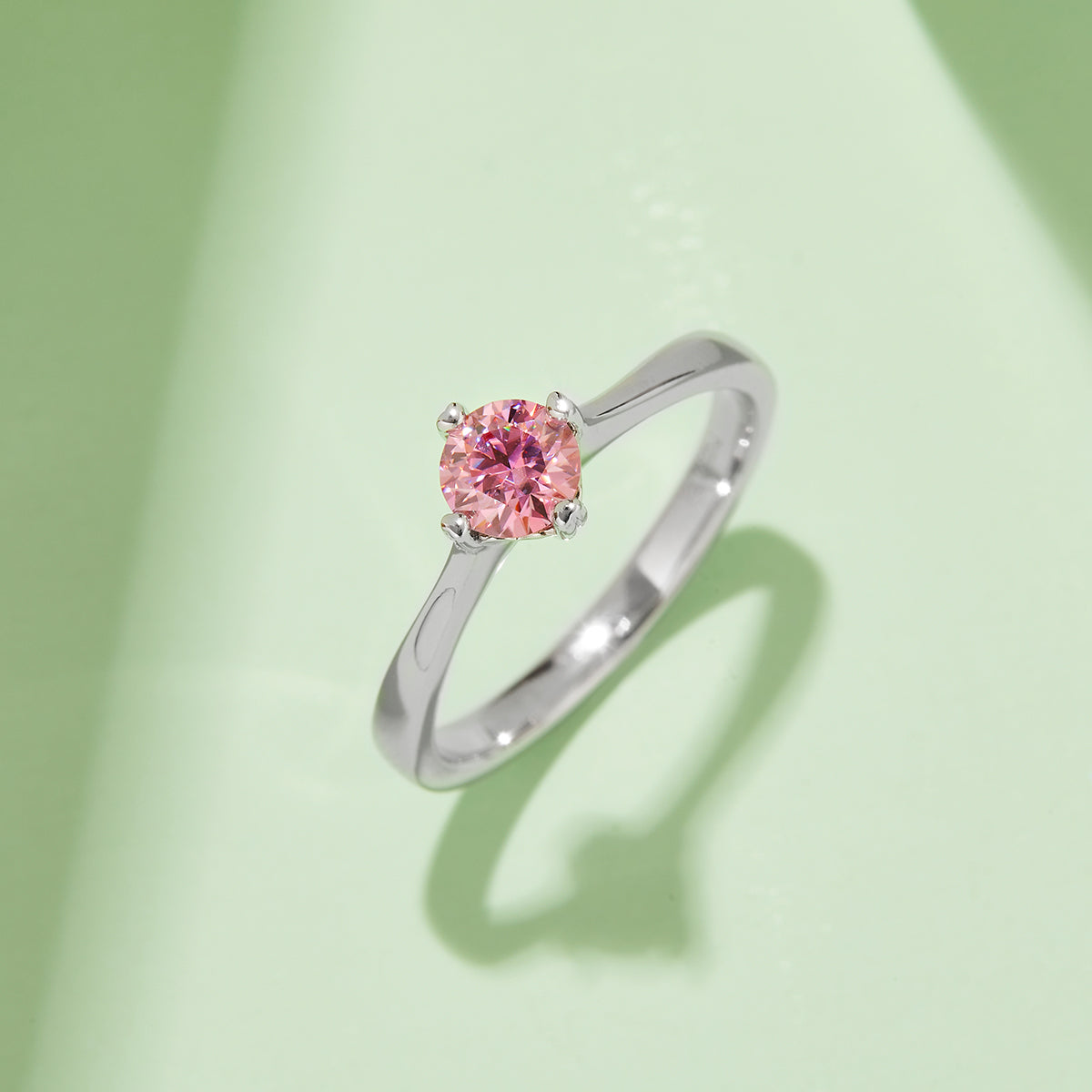0.5 CT D Color Moissanite Interlocking Hearts Straight Shank Ring in White Gold Plated Sterling Silver#8