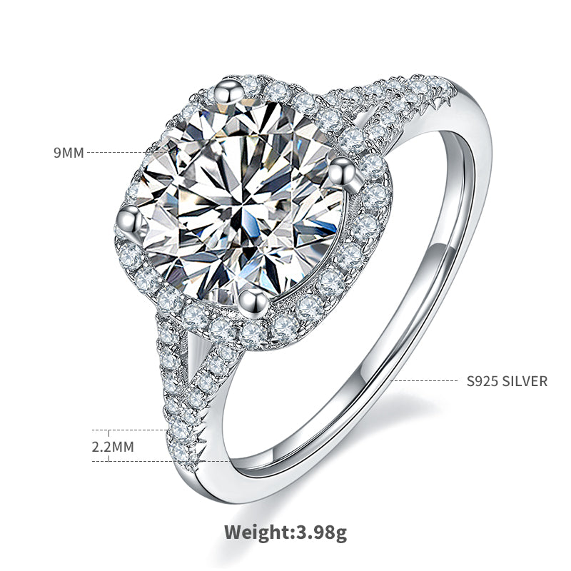 3.0 CT D Color Square Bezel Set Moissanite Split Shank Ring in White Gold Plated Sterling Silver#4