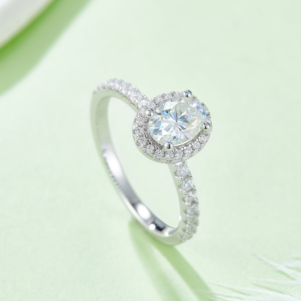 1.0 CT D Color Oval Cut Moissanite Dainty Ring in White Gold Plated Sterling Silver#2