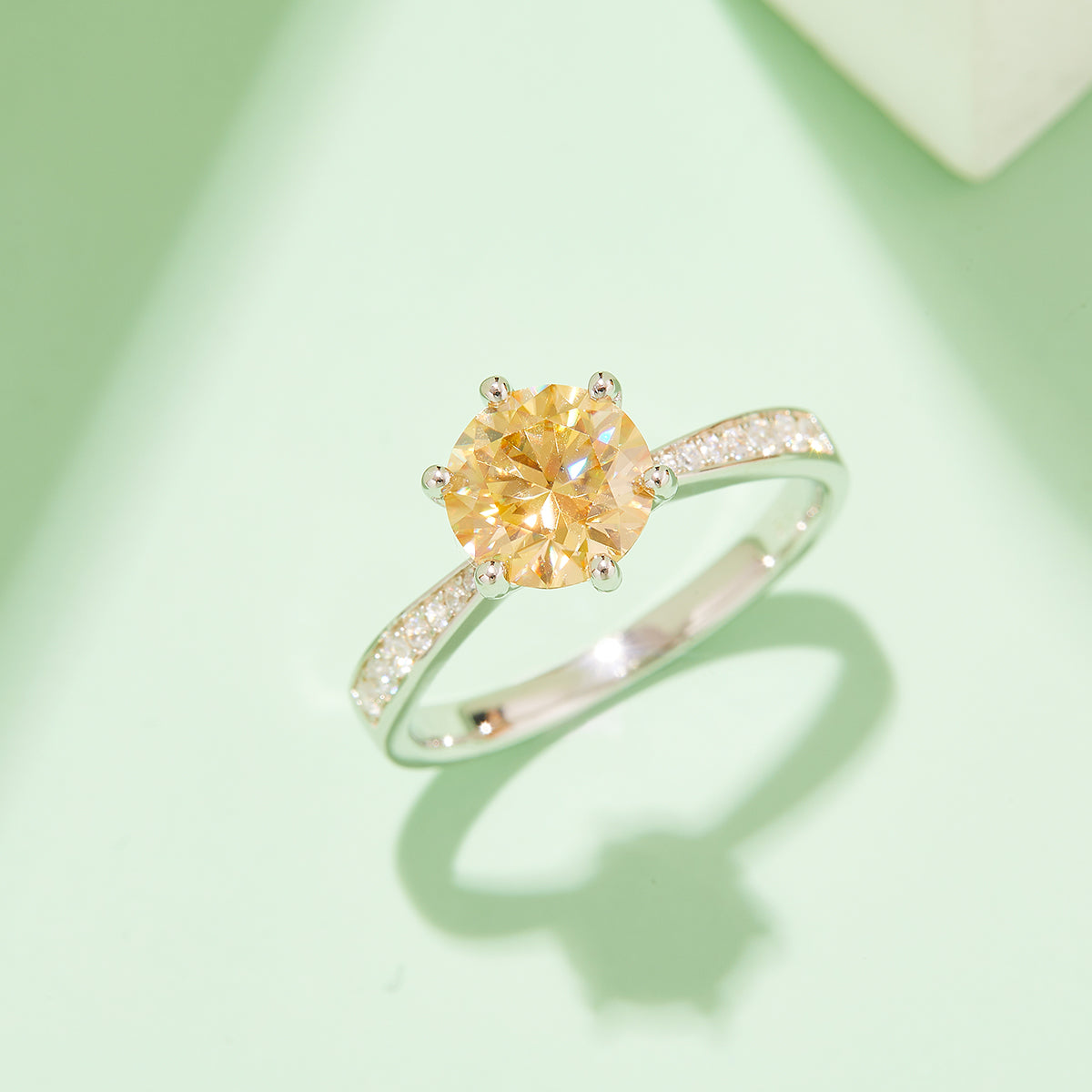 2.0 CT D Color Moissanite Pave Dancing Custom Ring in White Gold Plated Sterling Silver#9