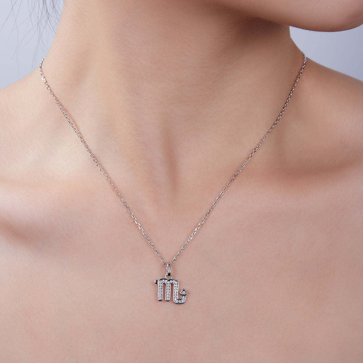 Moissanite Scorpio Zodiac Necklace in Sterling Silver#7
