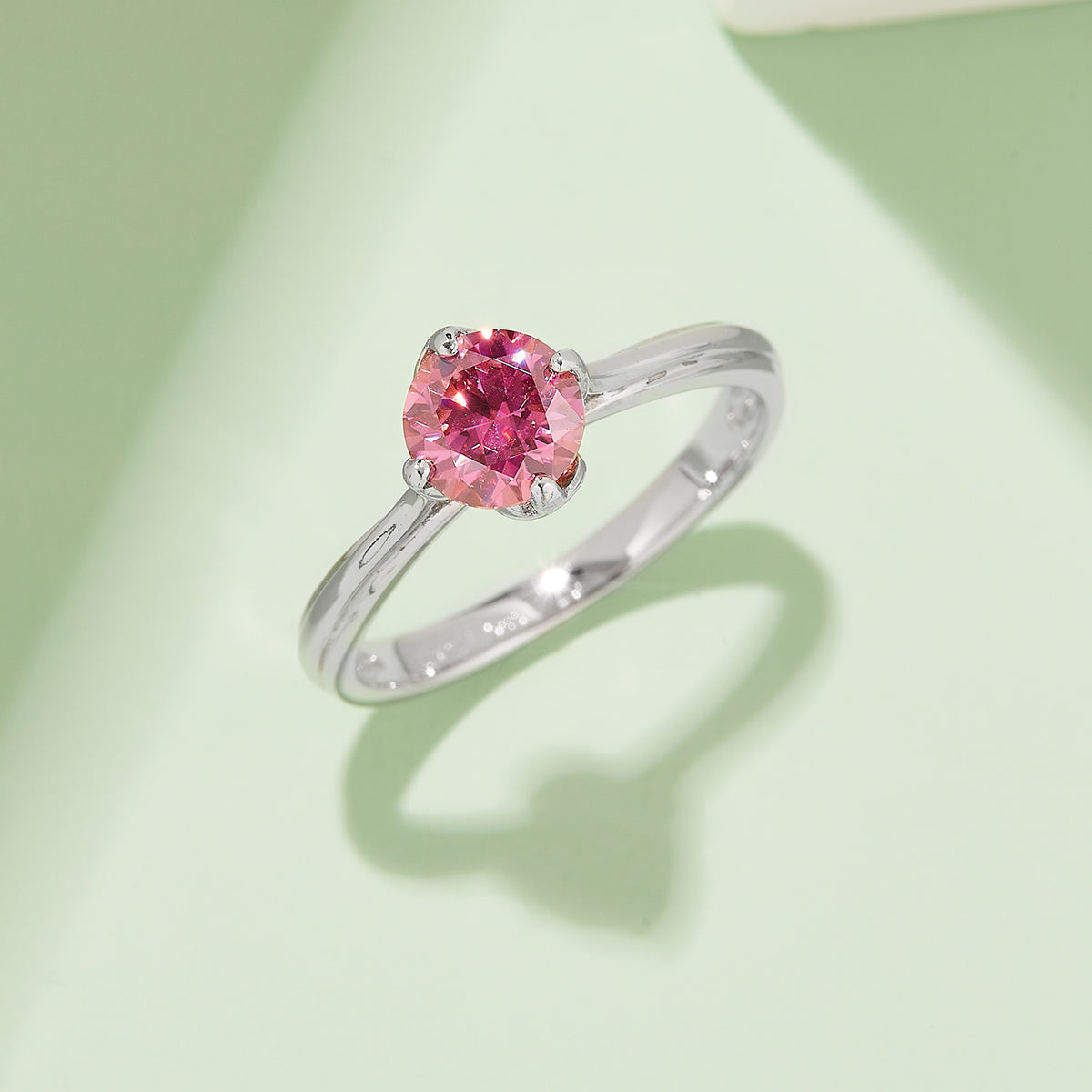 1.0 CT D Color Moissanite Lotus Straight Shank Ring in White Gold Plated Sterling Silver#8