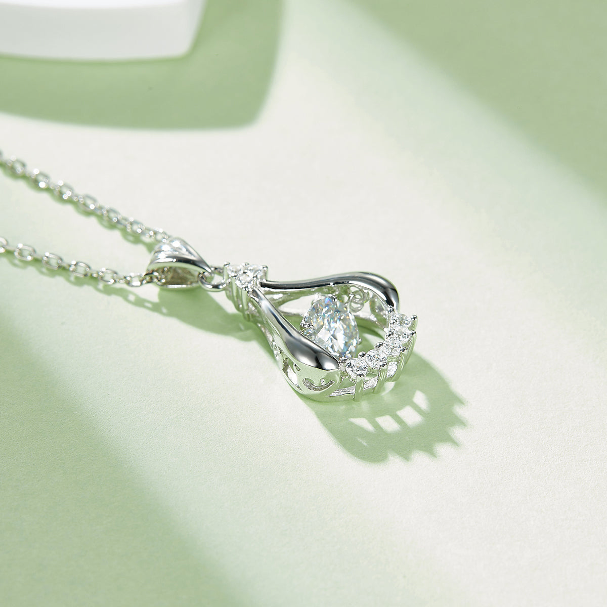 0.5 CT D Color Dancing Bright Eyes Moissanite Necklace in White Gold Plated Sterling Silver#4