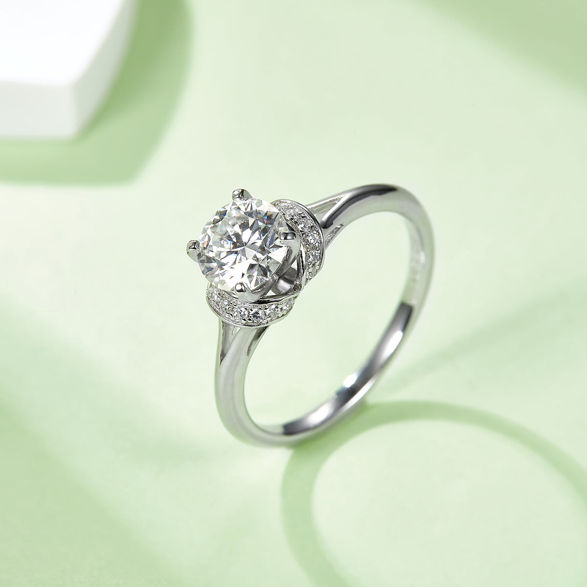 1.0 CT D Color Moissanite True Love Ring in White Gold Plated Sterling Silver#7