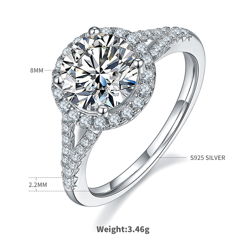 2.0 CT D Color Bezel Set Moissanite Split Shank Ring in White Gold Plated Sterling Silver#4