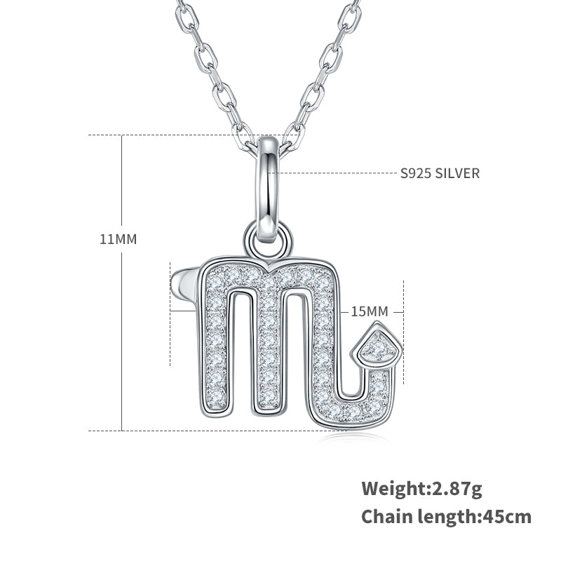 Moissanite Scorpio Zodiac Necklace in Sterling Silver#1