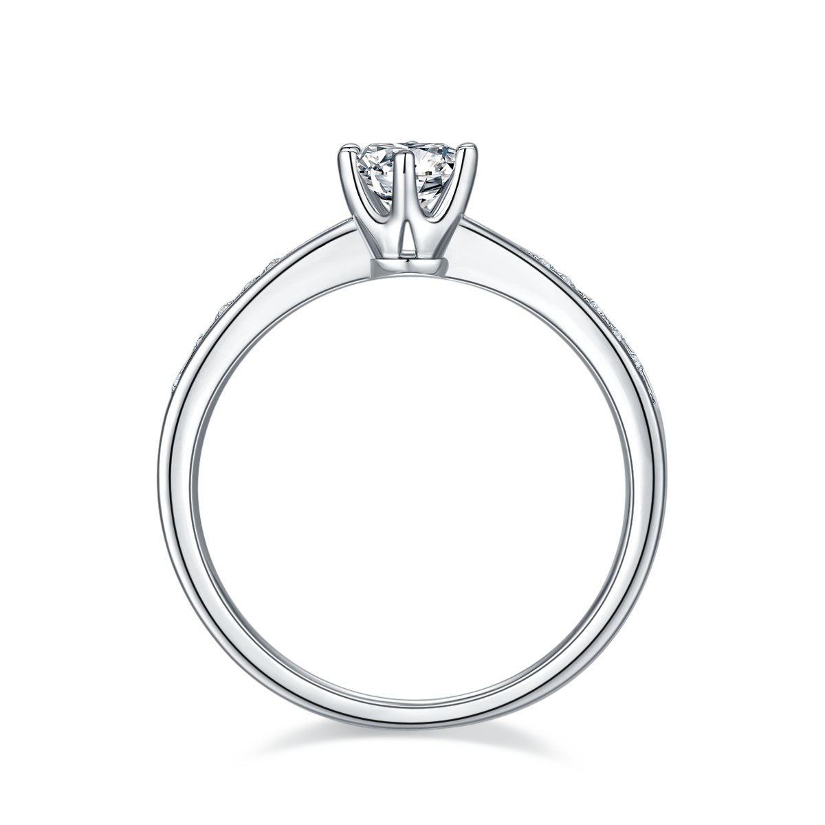 0.5 CT D Color Moissanite Pave Dancing Ring in White Gold Plated Sterling Silver#6