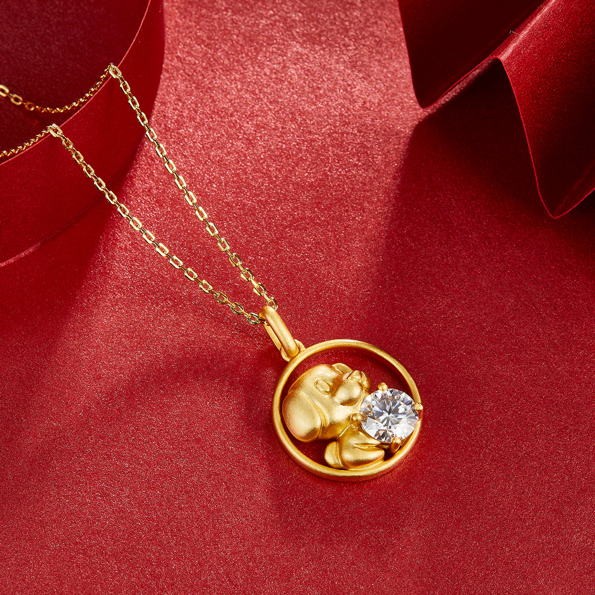 1.0 CT Moissanite Chinese Zodiac Dog Necklace in Sterling Silver#5