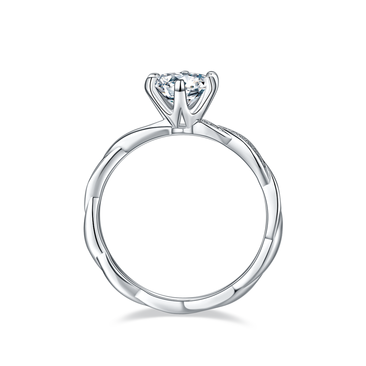 1.0 CT D Color Moissanite Tender Love Ring in White Gold Plated Sterling Silver#6