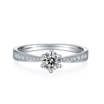 0.5 CT D Color Moissanite Pave Dancing Ring in White Gold Plated Sterling Silver#5
