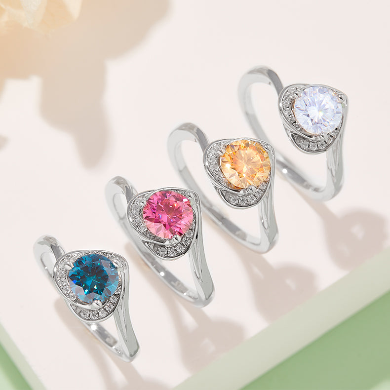 1.0 CT D Color Moissanite Blooming Heart Ring in White Gold Plated Sterling Silver#11