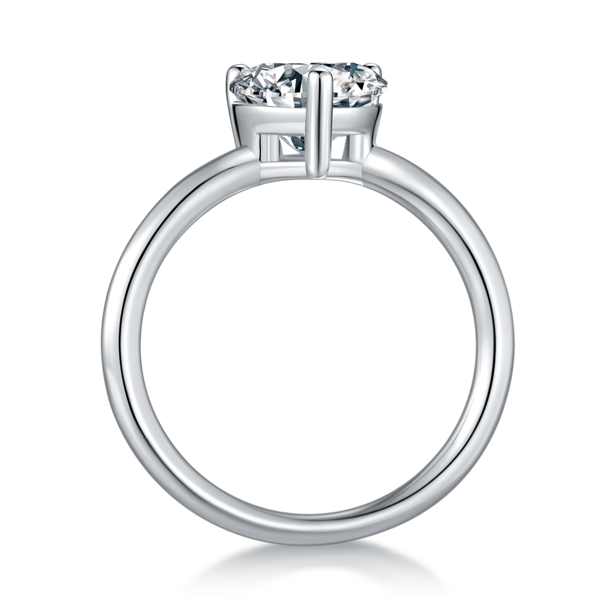 2.0 CT D Color Heart Cut Moissanite Classic Ring in White Gold Plated Sterling Silver#7