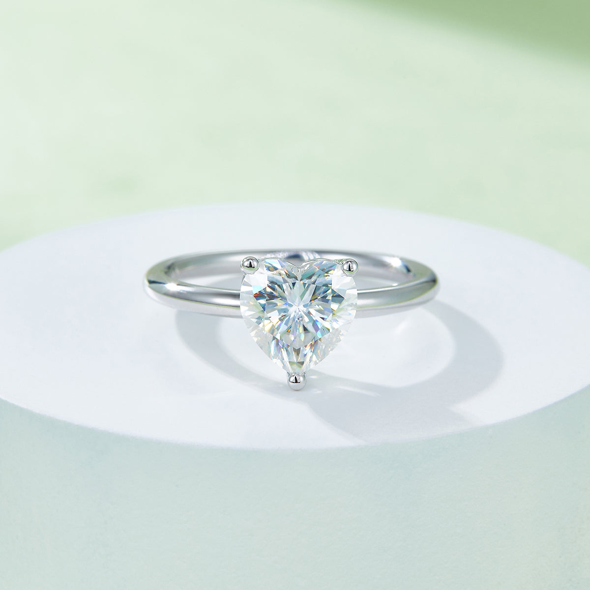 2.0 CT D Color Heart Cut Moissanite Classic Ring in White Gold Plated Sterling Silver#4