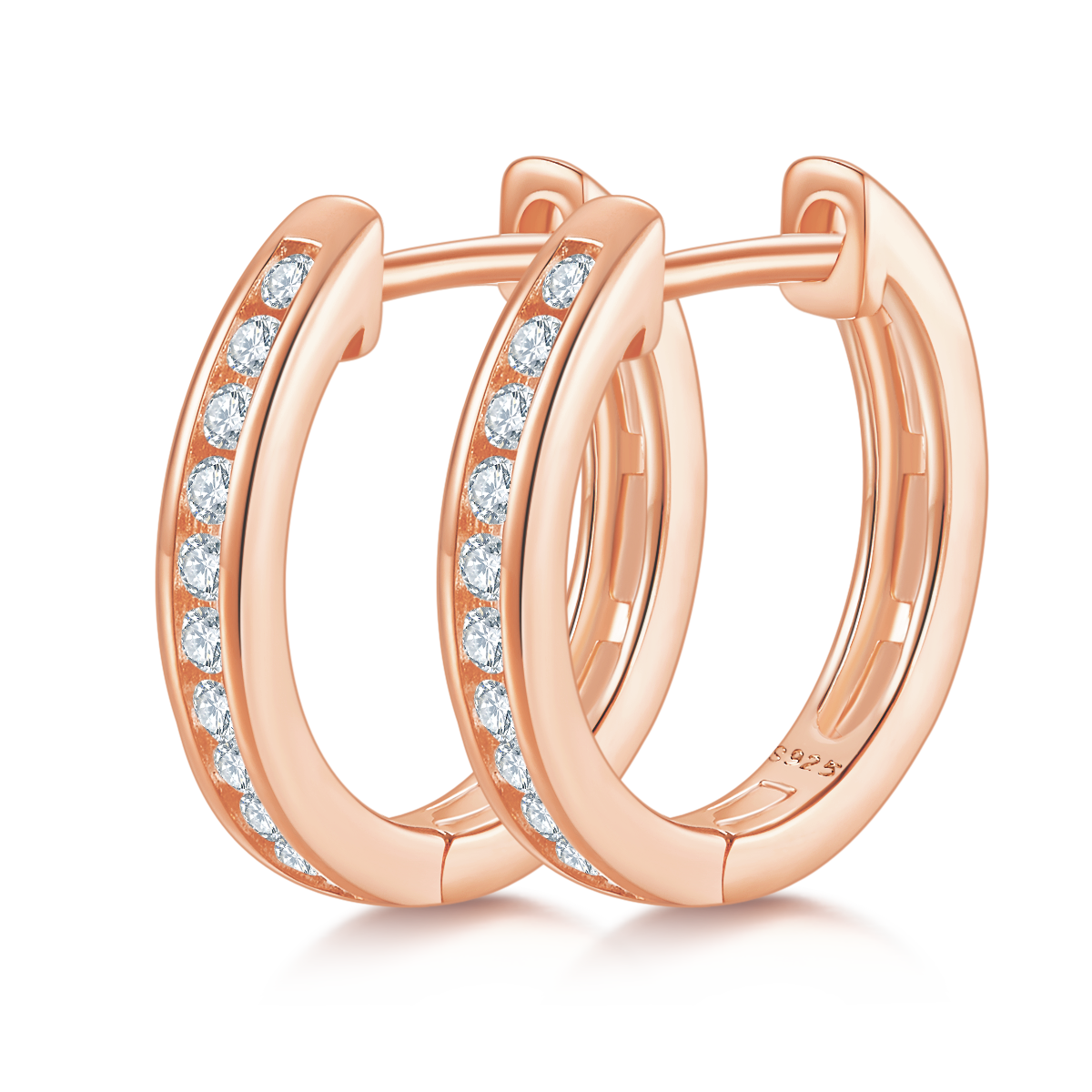 0.22 CT D Color Moissanite Melee Single Row Half Hoop Earrings in Sterling Silver#4