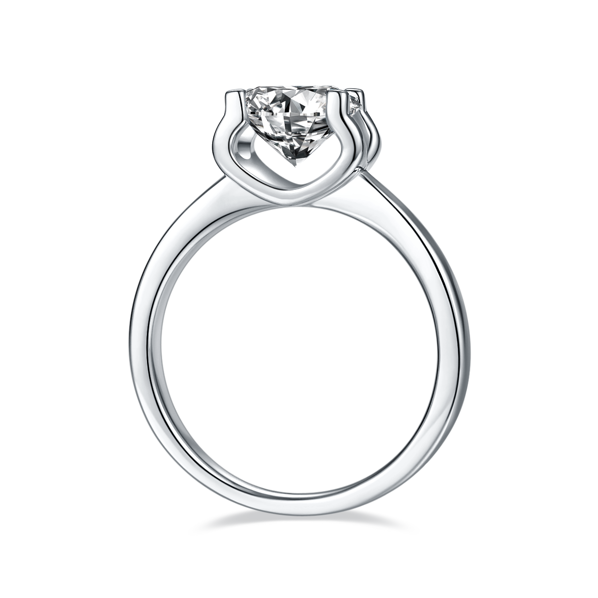 2.0 CT D Color Moissanite Peg Head Classic Ring in White Gold Plated Sterling Silver#6