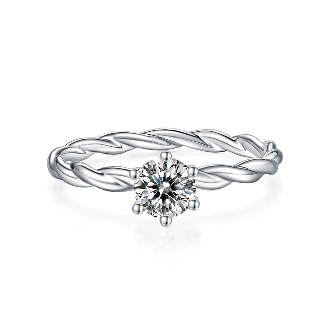 0.5 CT D Color Moissanite Vine Straight Shank Ring in White Gold Plated Sterling Silver#5