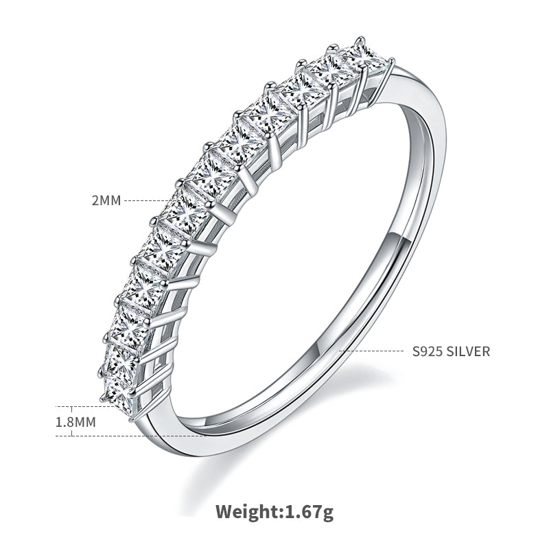 1.0 CT D Color Princess Cut Moissanite Custom Eternity Band in White Gold Plated Sterling Silver#1
