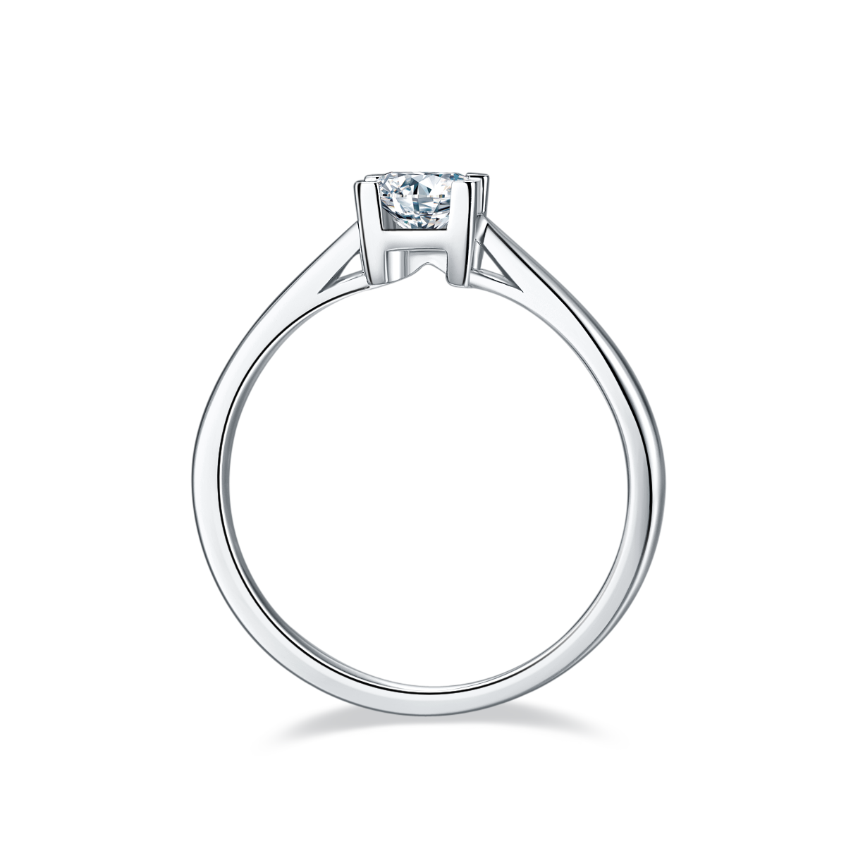 0.5 CT D Color Moissanite Classic Luxury Letter Straight Shank Ring in White Gold Plated Sterling Silver#6
