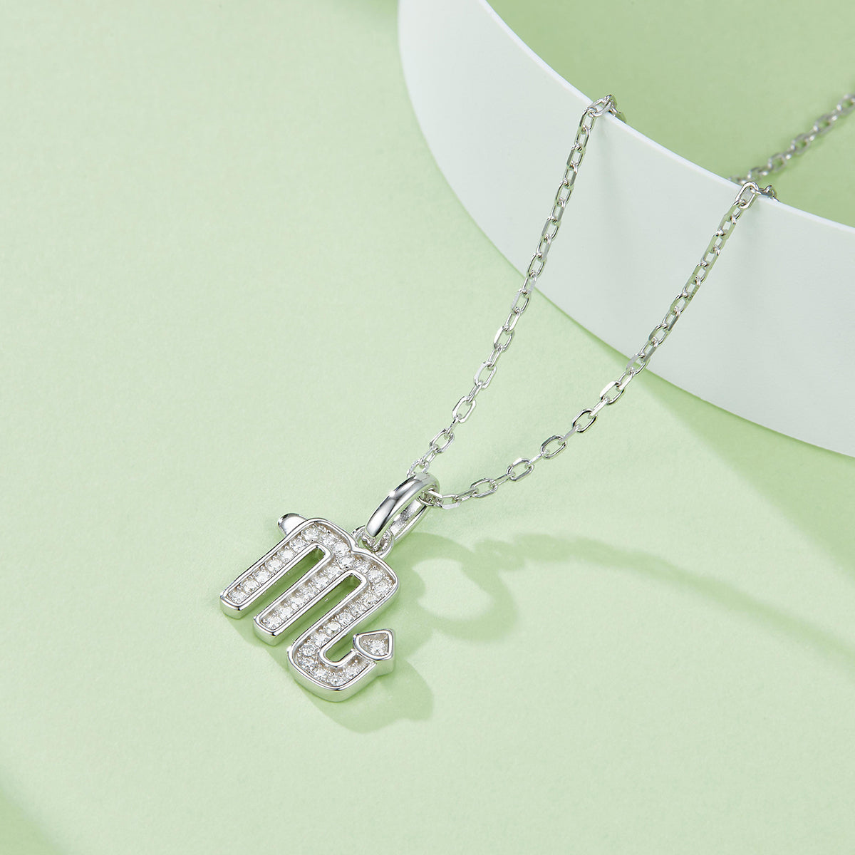 Moissanite Scorpio Zodiac Necklace in Sterling Silver#4