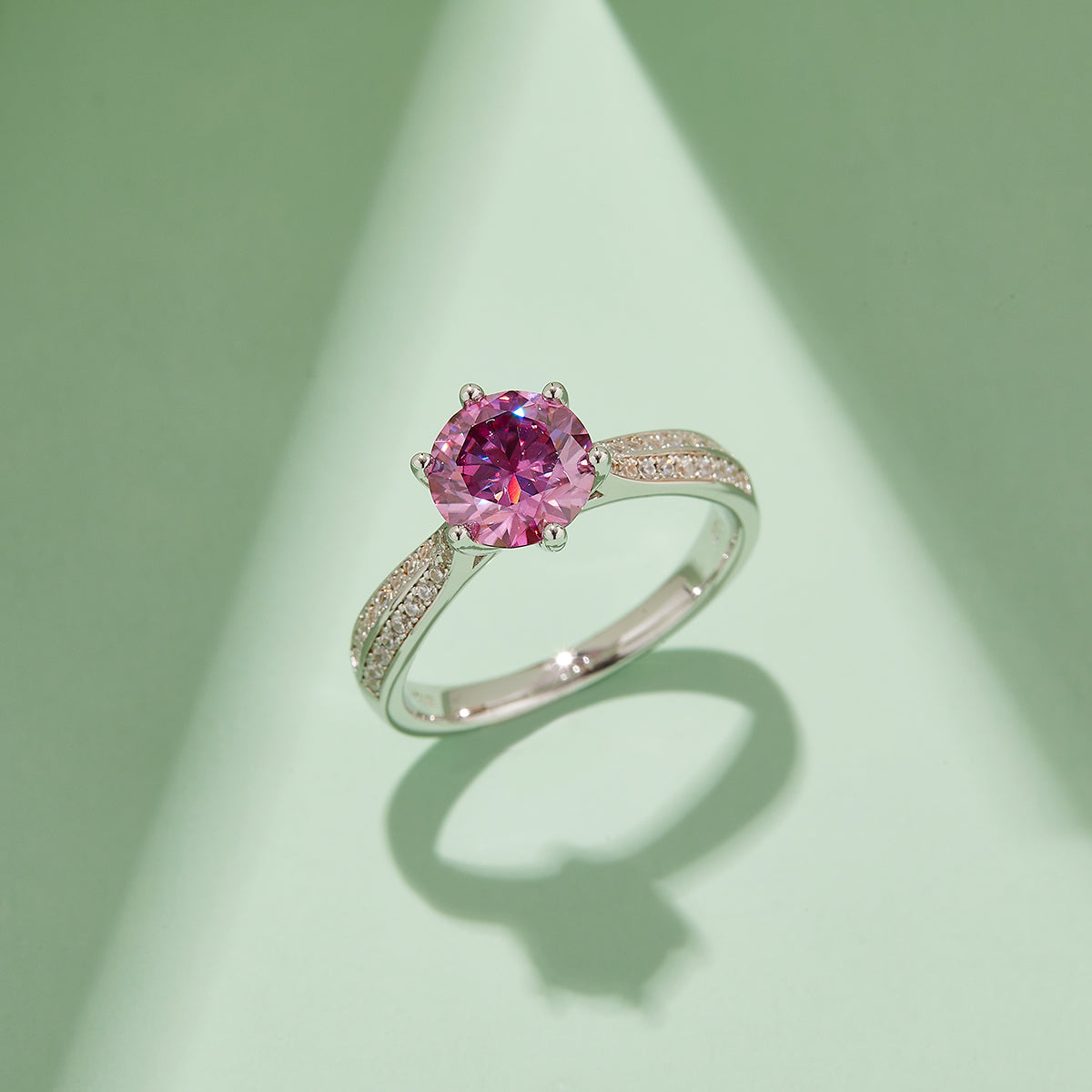 1.5 CT D Color Moissanite Star Queen Custom Ring in White Gold Plated Sterling Silver#8