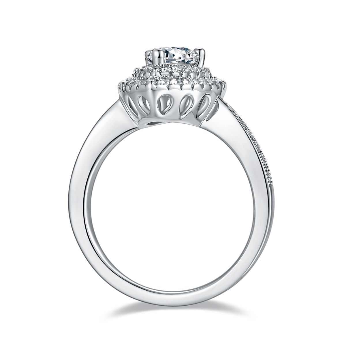 1.0 CT D Color Pear Cut Moissanite Halo Ring in White Gold Plated Sterling Silver#5