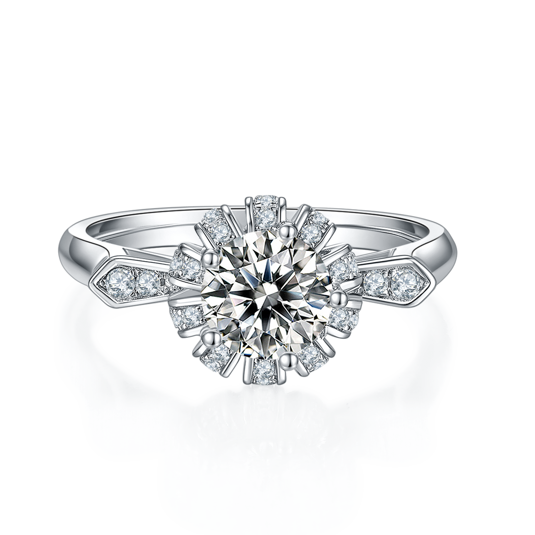 1.0 CT D Color Moissanite Alluring Custom Ring in White Gold Plated Sterling Silver#5