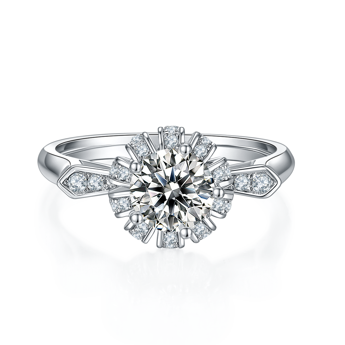 1.0 CT D Color Moissanite Alluring Custom Ring in White Gold Plated Sterling Silver#5