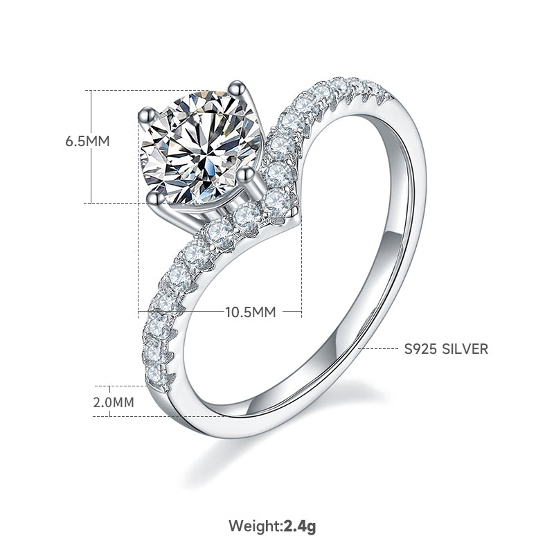 1.0 CT D Color Moissanite V-Shaped Eternity Band in White Gold Plated Sterling Silver#1
