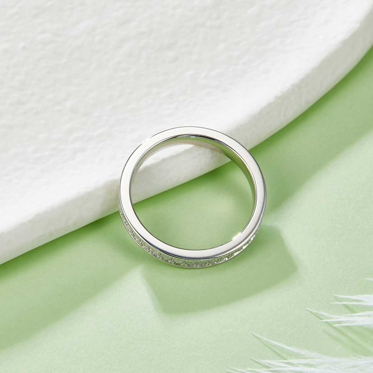 0.6 CT D Color Moissanite Melee Straight Row Full Eternity Ring Guard in White Gold Plated Sterling Silver#5