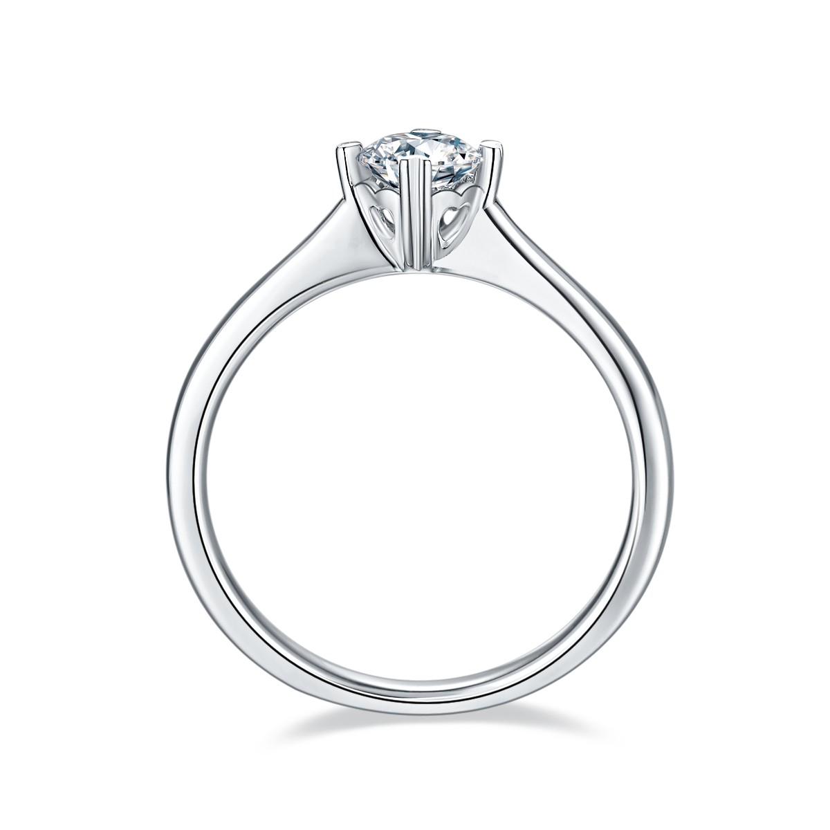 0.5 CT D Color Moissanite Interlocking Hearts Straight Shank Ring in White Gold Plated Sterling Silver#6