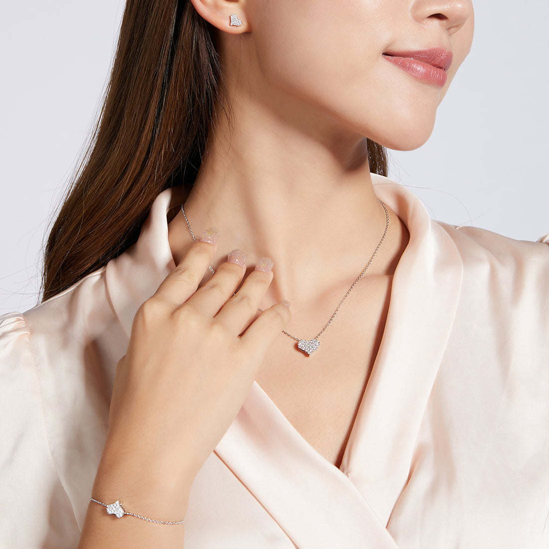 Moissanite Love at First Sight Pendant, Earrings & Bracelet Set in Sterling Silver#4