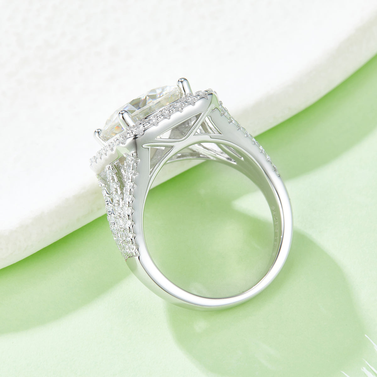 5.0 CT D Color Square Bezel Set Moissanite Classic Ring in White Gold Plated Sterling Silver#6