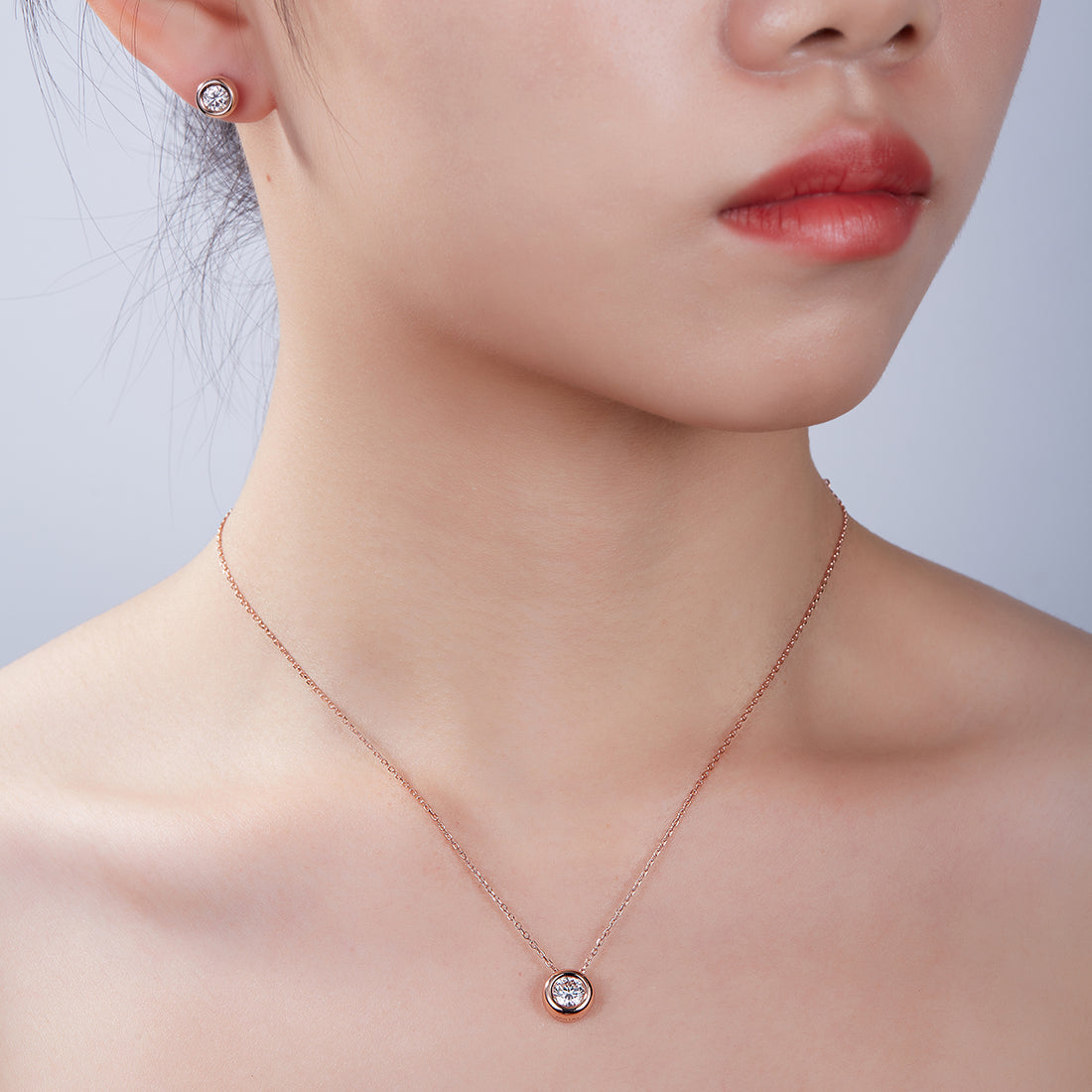 Moissanite Bubble Pendant, Earrings & Bracelet Set in Rose Gold Plated Sterling Silver#4