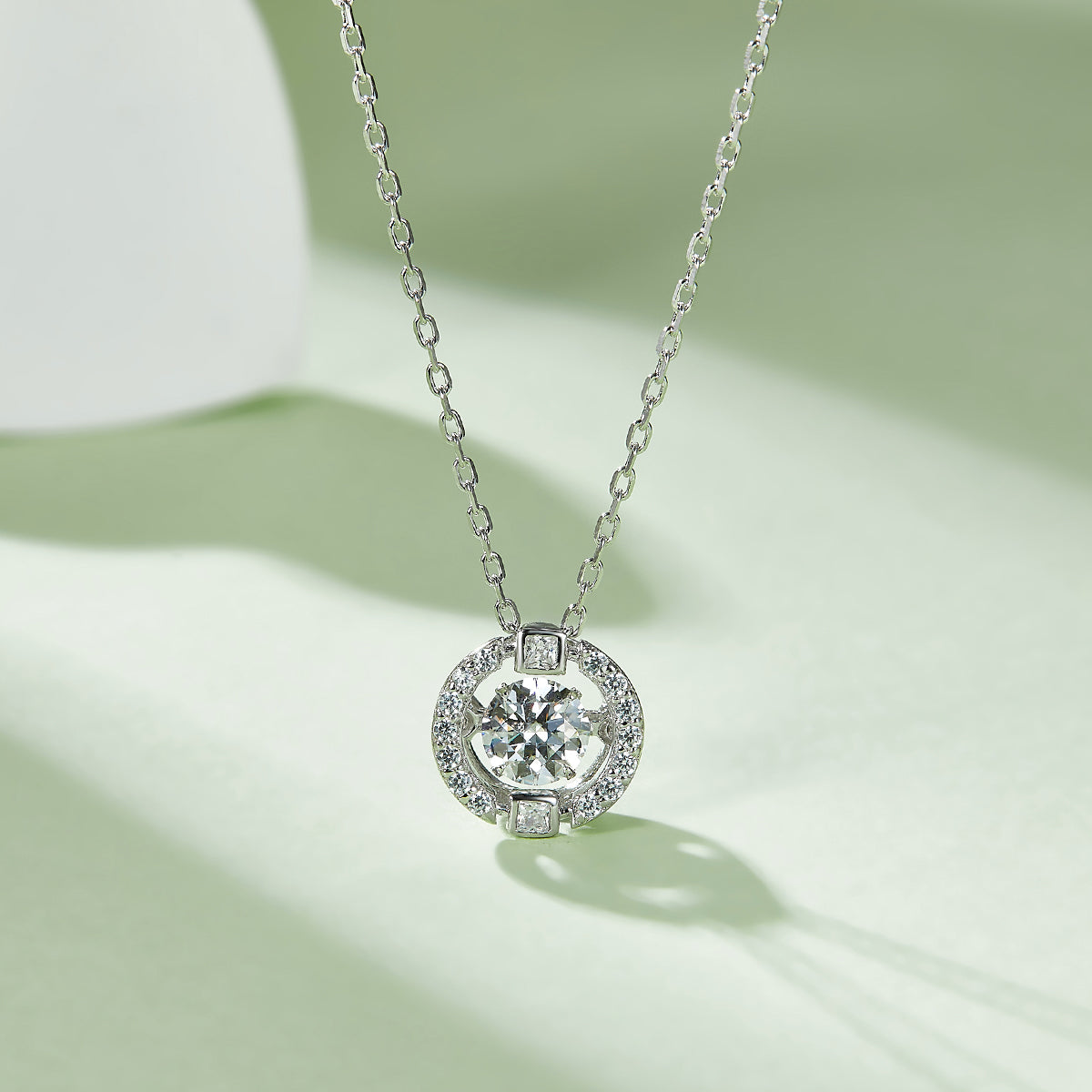 0.5 CT D Color Dancing Dream Moissanite Necklace in White Gold Plated Sterling Silver#3