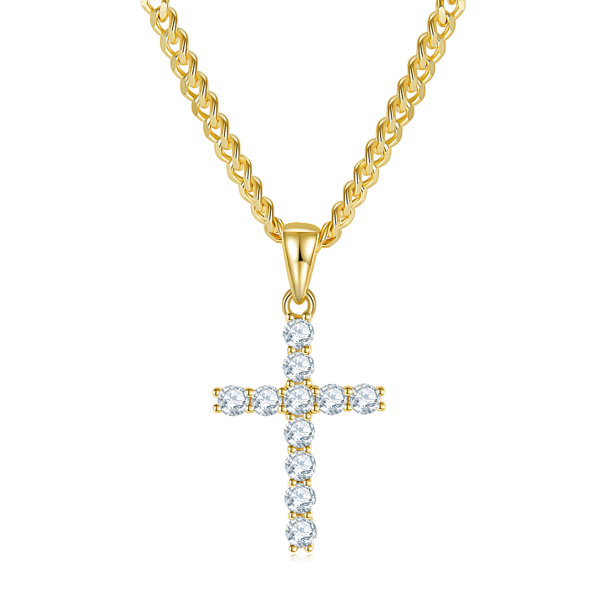 D Color Moissanite Classic Cross Pendant (3.0mm) in Sterling Silver#3