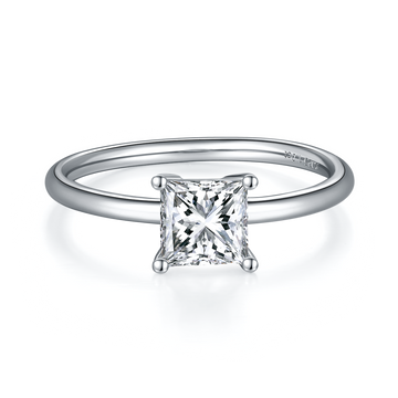 1.0 CT D Color Princess Cut Moissanite Classic Ring in White Gold Plated Sterling Silver#5