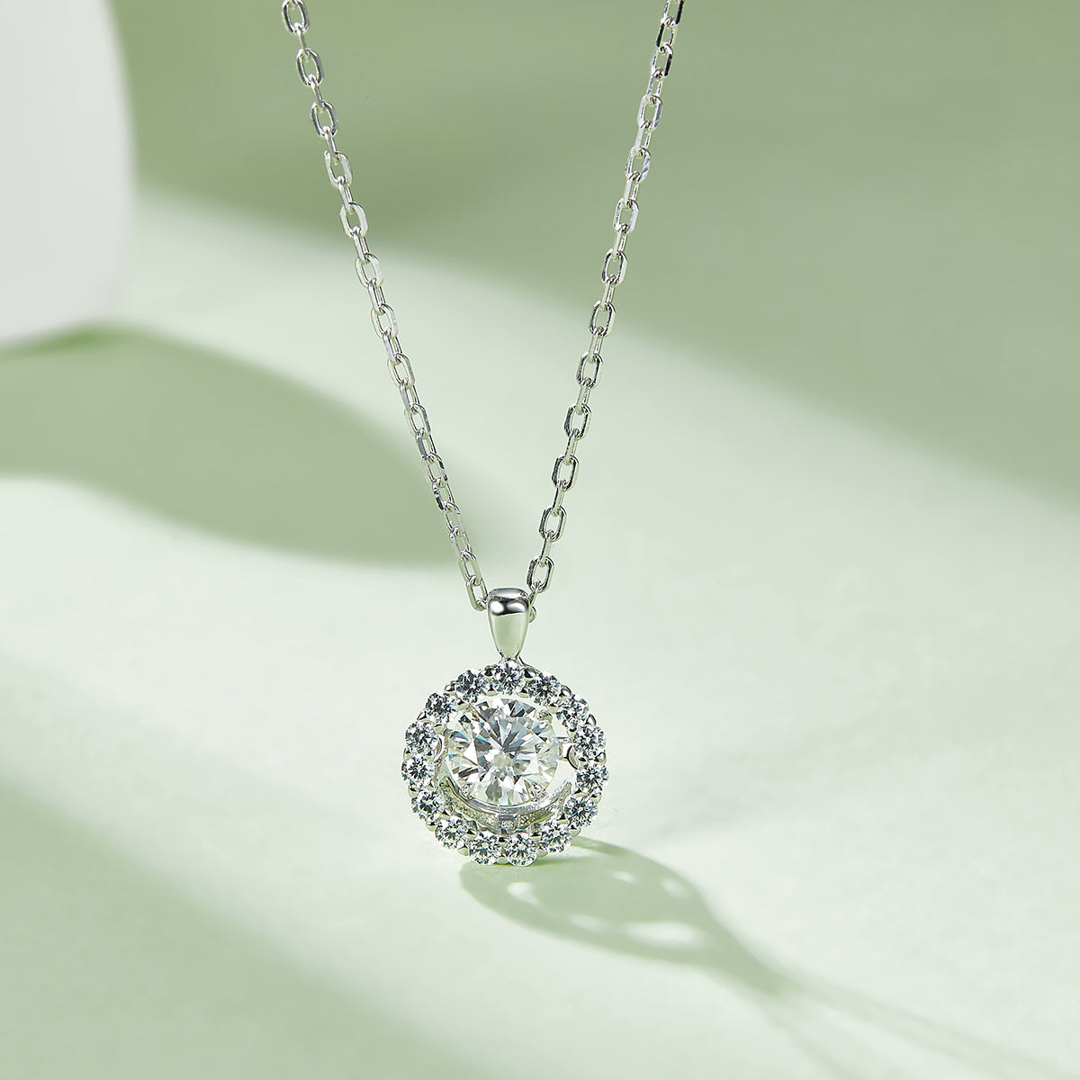 0.5 CT D Color Dancing Diamond Dream Moissanite Necklace in White Gold Plated Sterling Silver#3