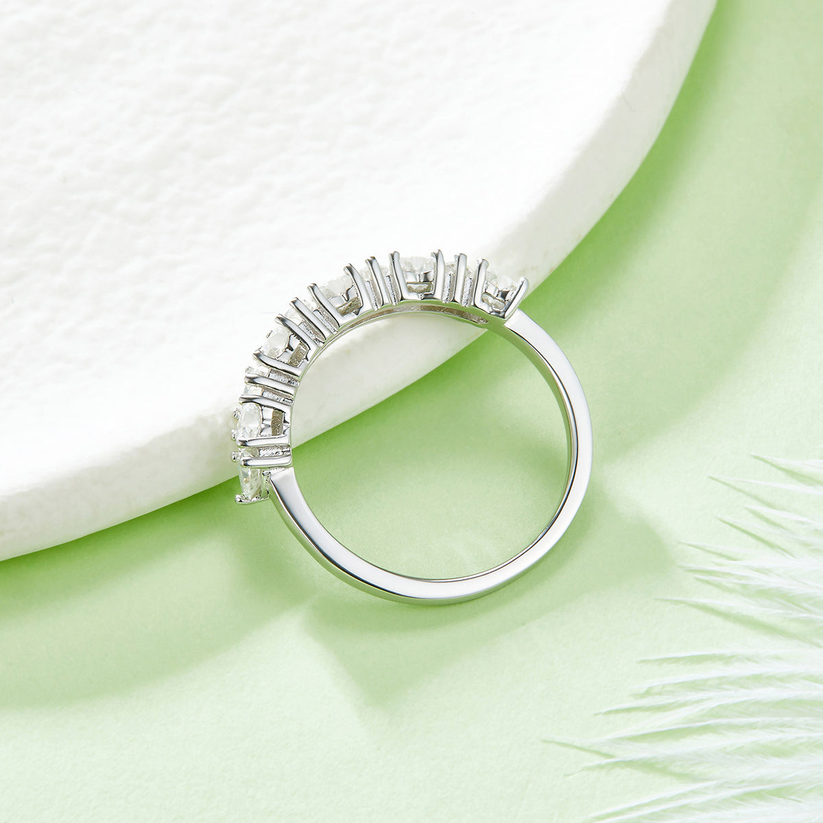 1.0 CT D Color Heart Cut Moissanite Custom Eternity Band in White Gold Plated Sterling Silver#5
